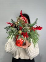 Новогодняя композиция в стаканчике, красная