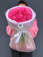 Букет из 25 ярких, малиновых диантусов