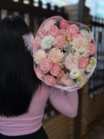 Плюшевый медведь с бантом 60 см, серый