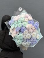 Букет кустовых хризантем , микс голубых оттенков, 15шт — изображение 5