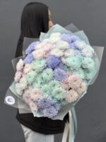 Букет кустовых хризантем , микс голубых оттенков, 15шт — изображение 4