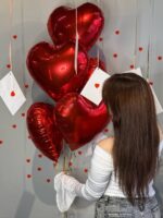 Фонтан из 5 красных сердец, фольгированных — изображение 3