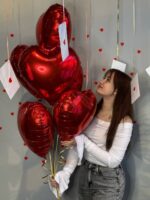 Фонтан из 5 красных сердец, фольгированных — изображение 4