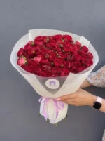 Букет из кустовых пионовидных роз, 19 шт бордовых — изображение 5