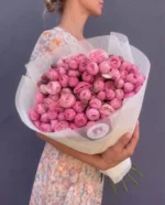 Букет из кустовых пионовидных роз, 15 шт розовых