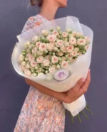 Букет из кустовых пионовидных роз, 19 шт нежно-розовых — изображение 2