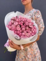 Букет из кустовых пионовидных роз, 15 шт розовых — изображение 3