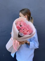 Букет из 15 розовых роз, 40см — изображение 4