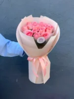 Букет из 15 розовых роз, 40см — изображение 2